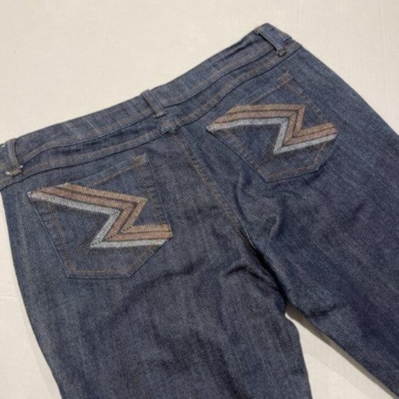 Mossimo Womens Straight Leg Low Rise Jeans Size 13 Dark Idigo Wash Embroidered - Picture 6 of 11